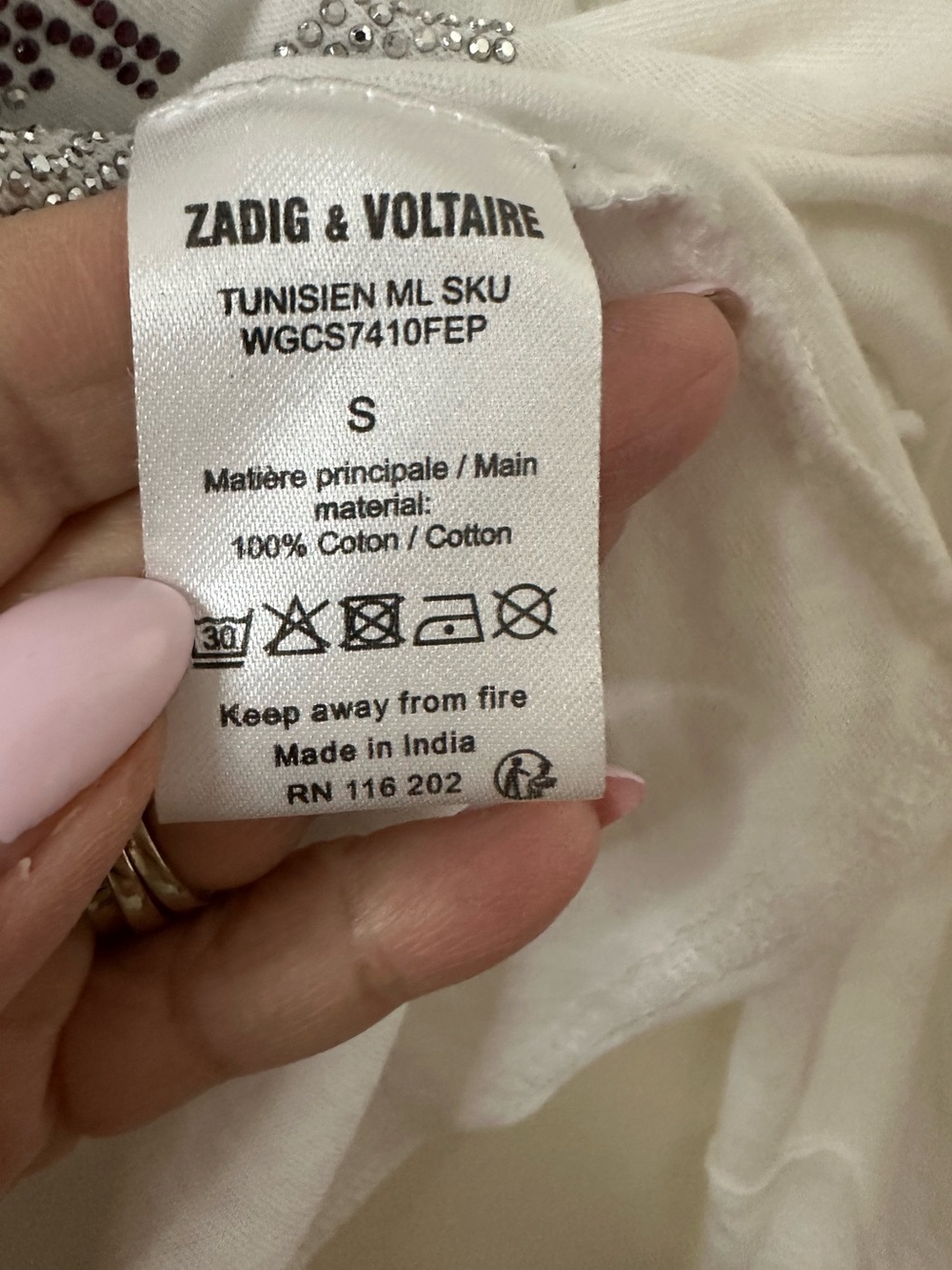 Zadig & Voltaire White Long-Sleeve Skull Tee Shirt S - Picture 5 of 10